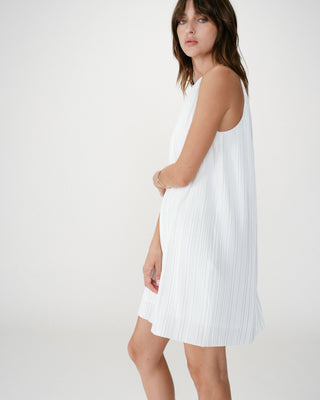 Pleated short halterneck dress ivoire Wilona