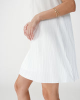 Robe courte plissée à encolure américaine ivoire Wilona
