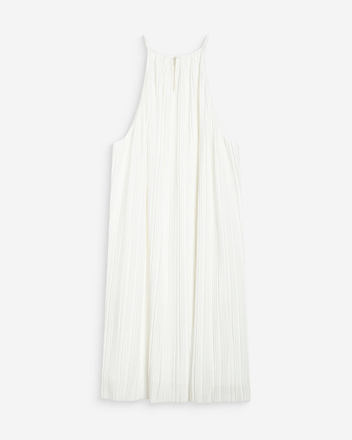 Vestido corto plisado con cuello halter ivoire Wilona