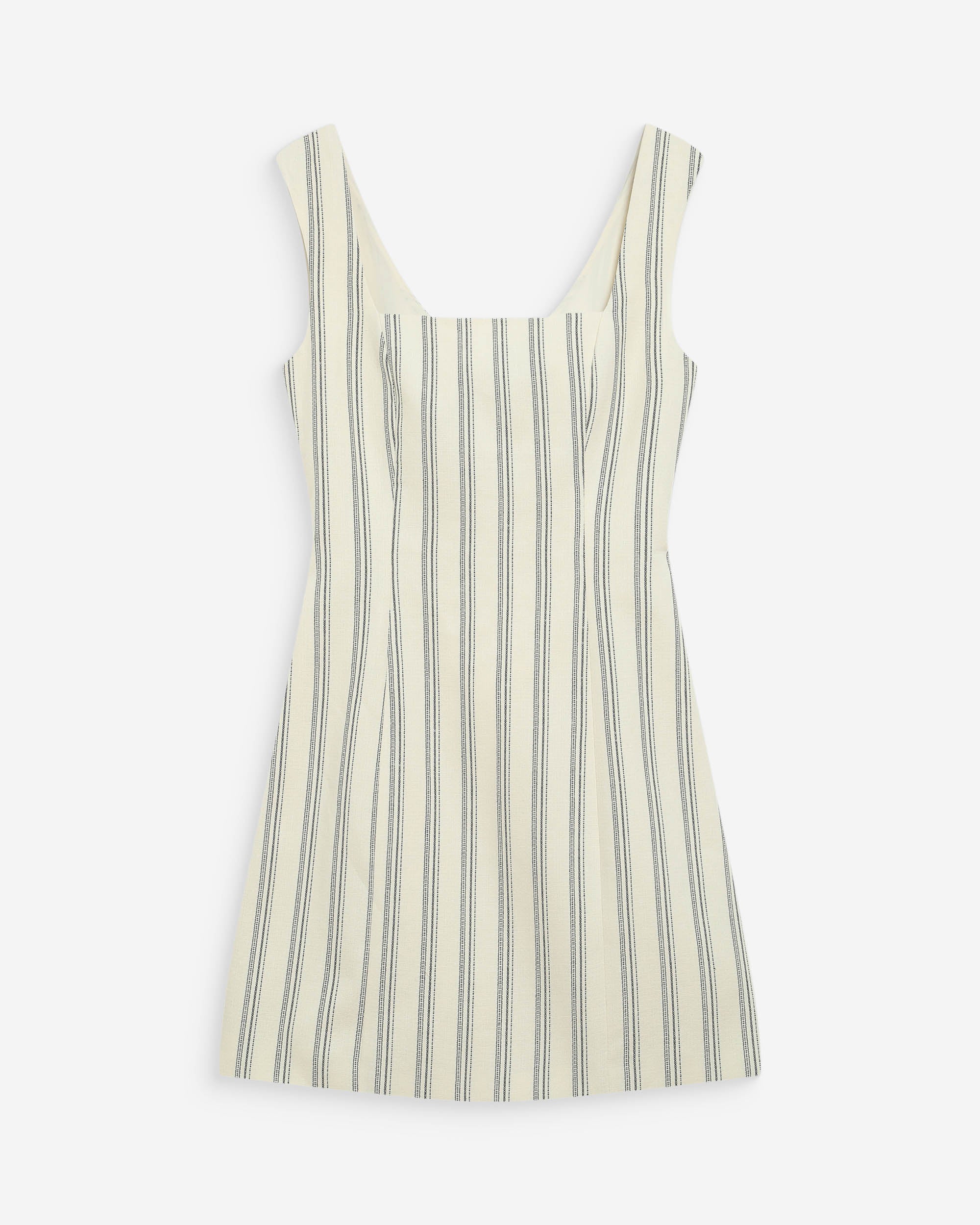 Striped short square-neck dress with open back rayure Wexana