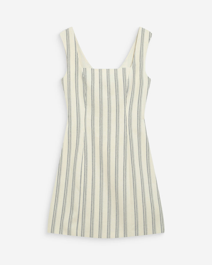 Striped short square-neck dress with open back rayure Wexana