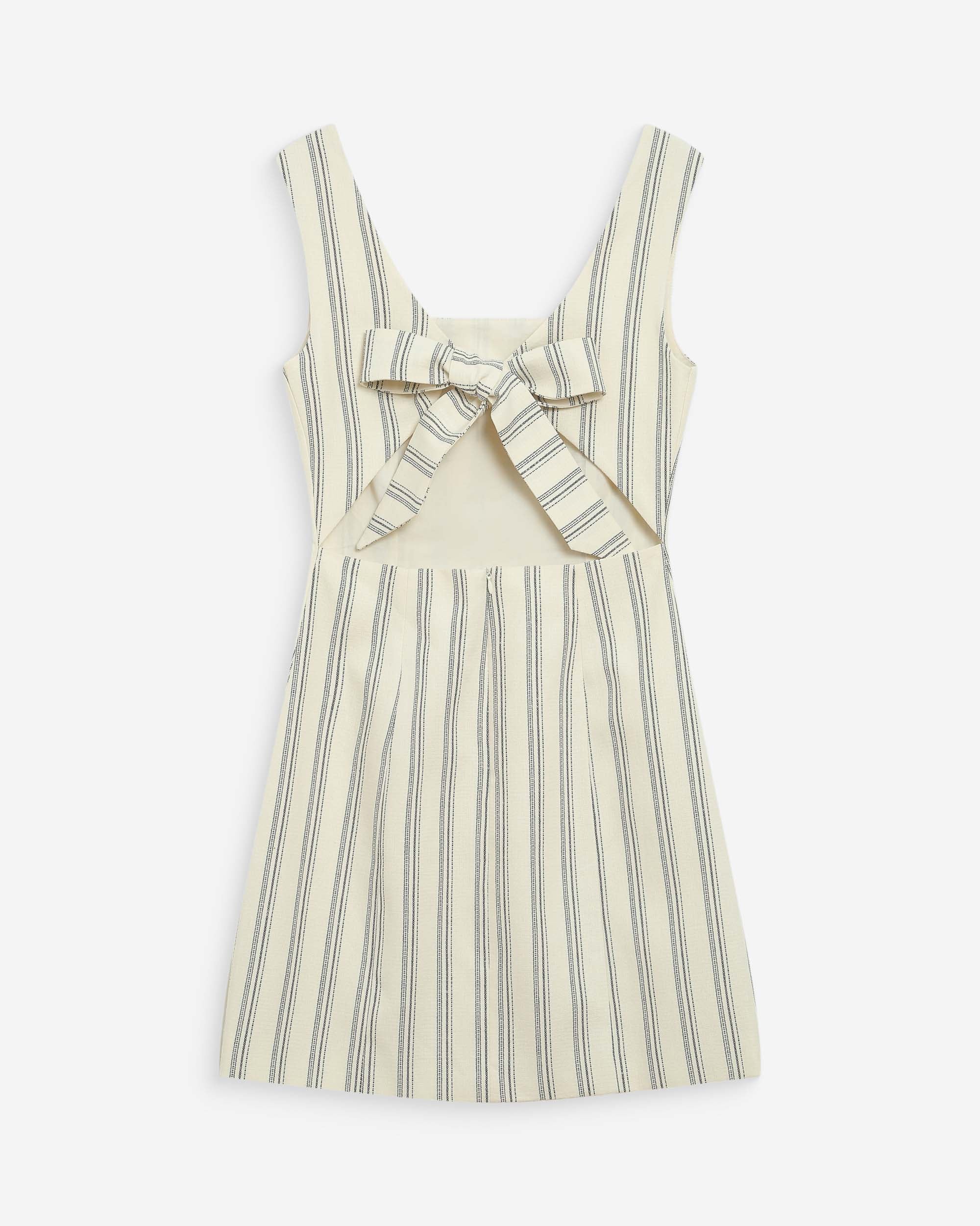 Striped short square-neck dress with open back rayure Wexana