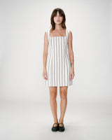 Striped short square-neck dress with open back rayure Wexana