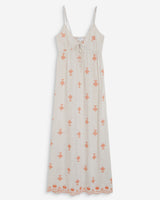 Robe longue bohème évasée à broderies orange Wilora