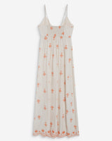 Robe longue bohème évasée à broderies orange Wilora