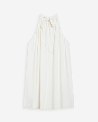 Robe courte évasée en lin dos à nouer white Whola