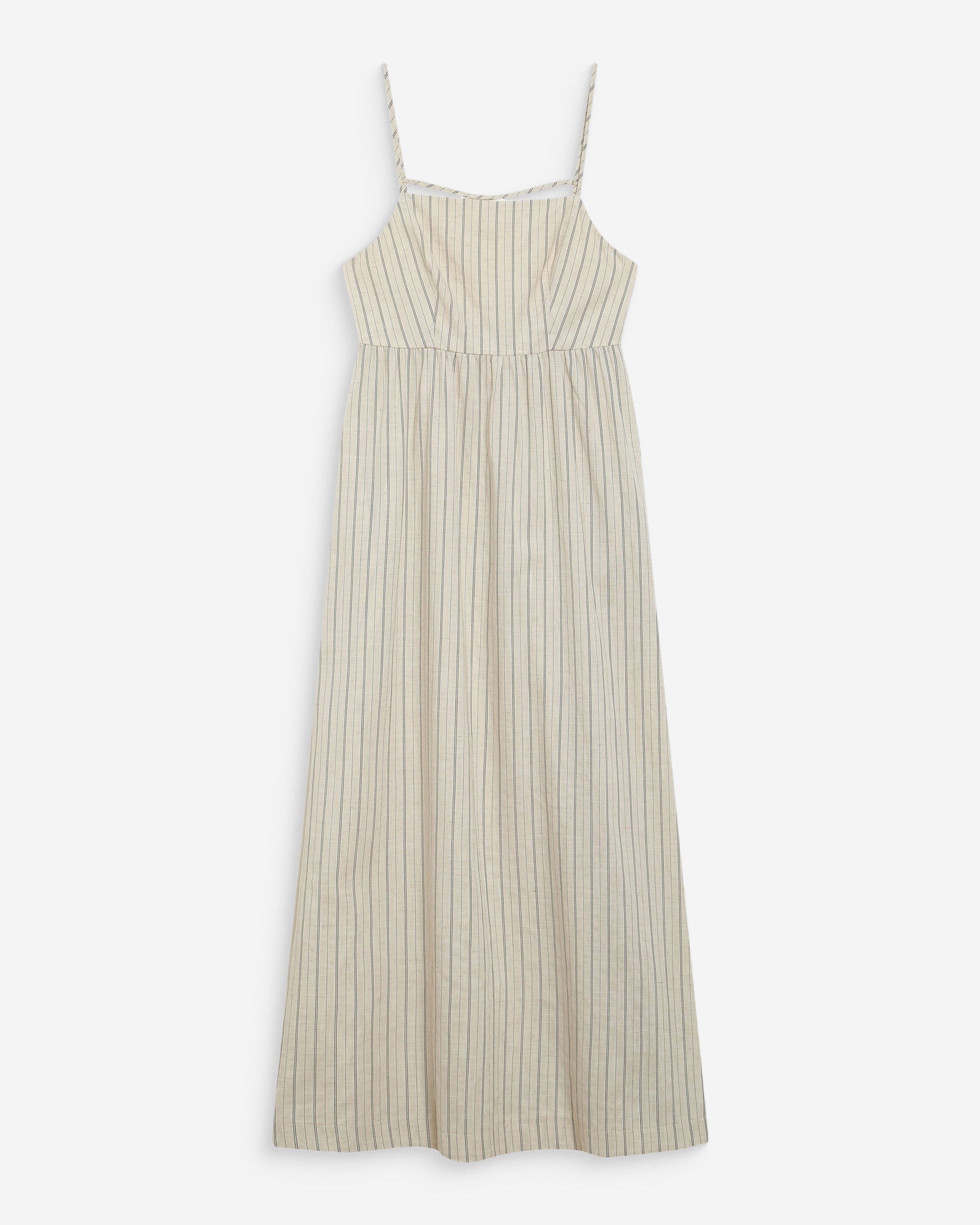 Robe longue rayée dos nu à fines bretelles sable Wyna
