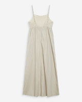 Robe longue rayée dos nu à fines bretelles sable Wyna