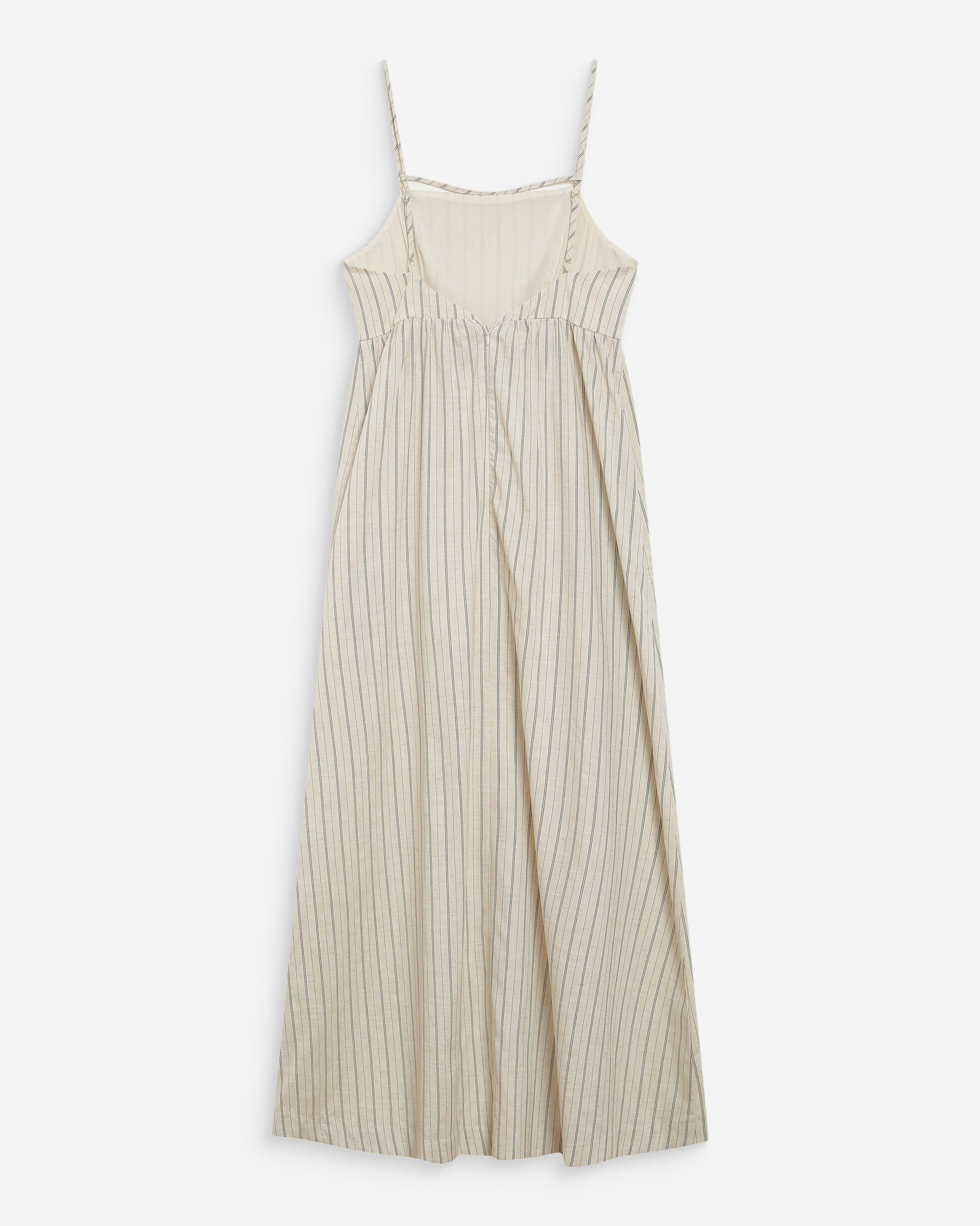 Robe longue rayée dos nu à fines bretelles sable Wyna