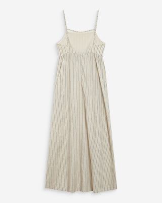 Robe longue rayée dos nu à fines bretelles sable Wyna