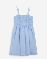 Robe courte en coton à carreaux vichy ciel Willa