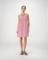 Robe courte en coton à carreaux vichy rouge Willa