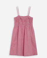 Robe courte en coton à carreaux vichy rouge Willa