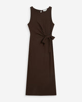 Vestido largo drapeado con nudo en la cintura chocolat Wyla