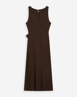 Vestido largo drapeado con nudo en la cintura chocolat Wyla