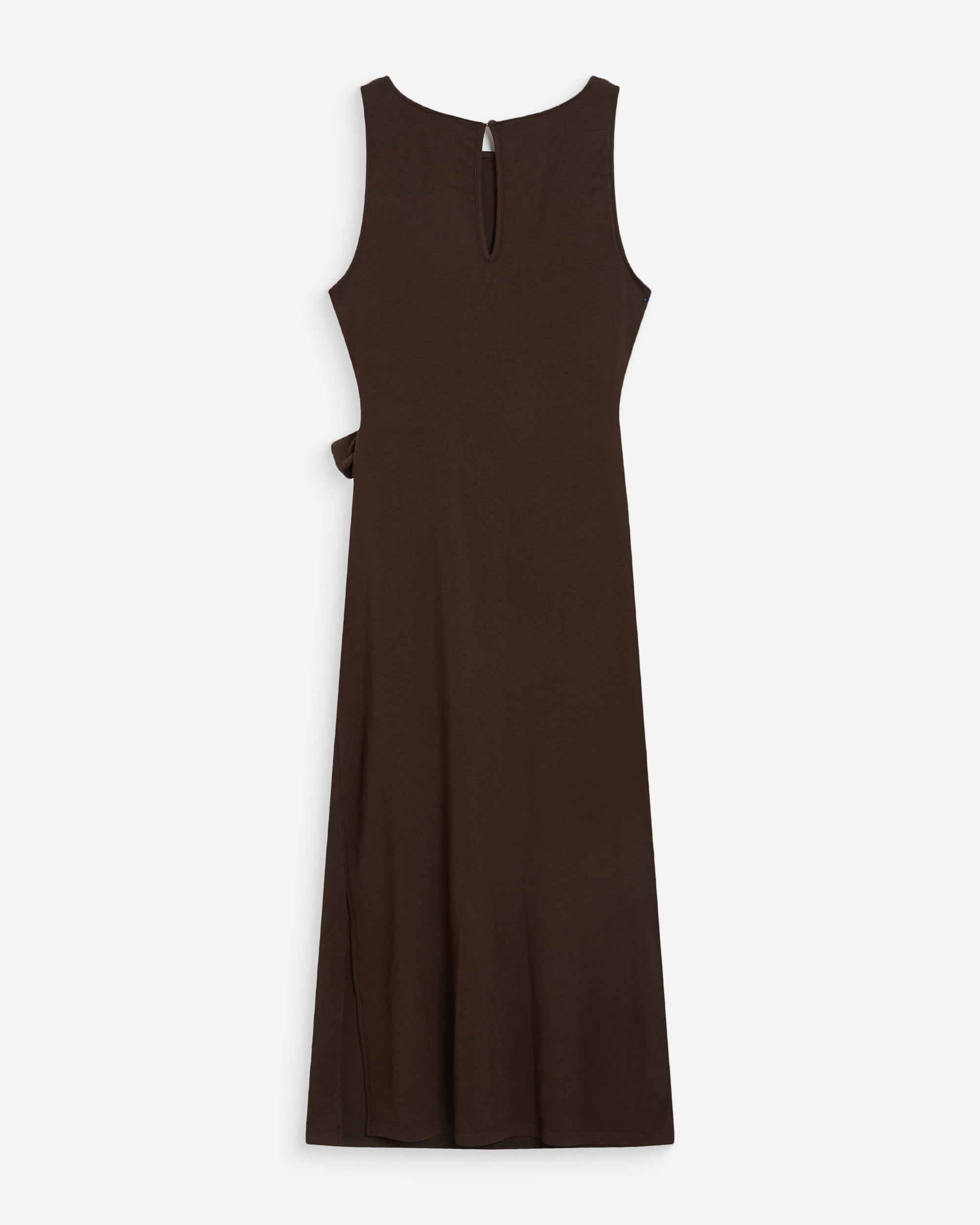 Vestido largo drapeado con nudo en la cintura chocolat Wyla