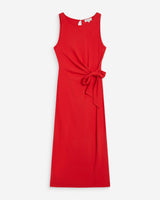 Vestido largo drapeado con nudo en la cintura rouge Wyla