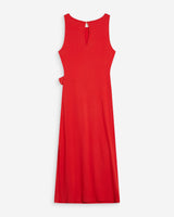 Vestido largo drapeado con nudo en la cintura rouge Wyla