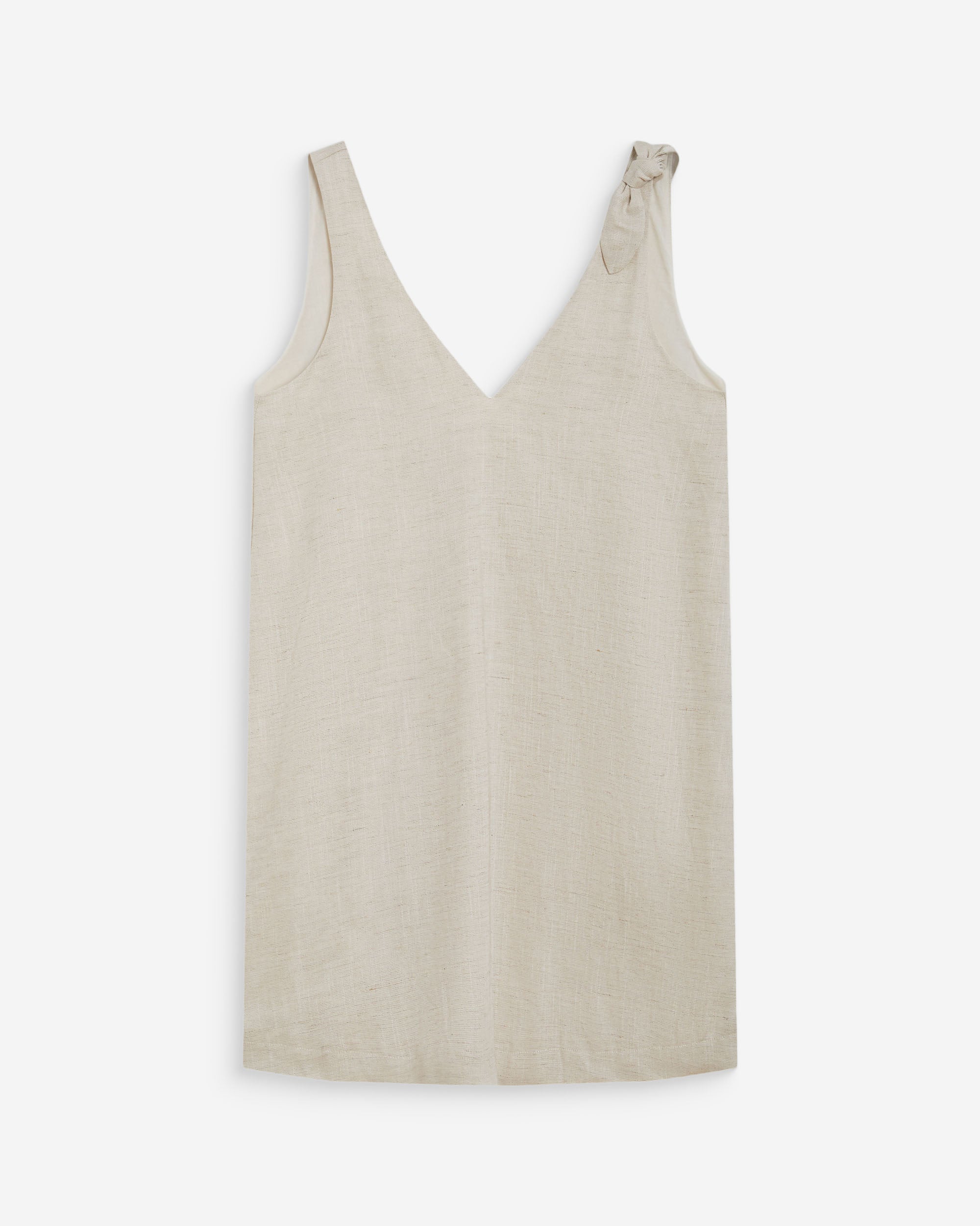 Vestido corto de lino con escote en V sable Wynette