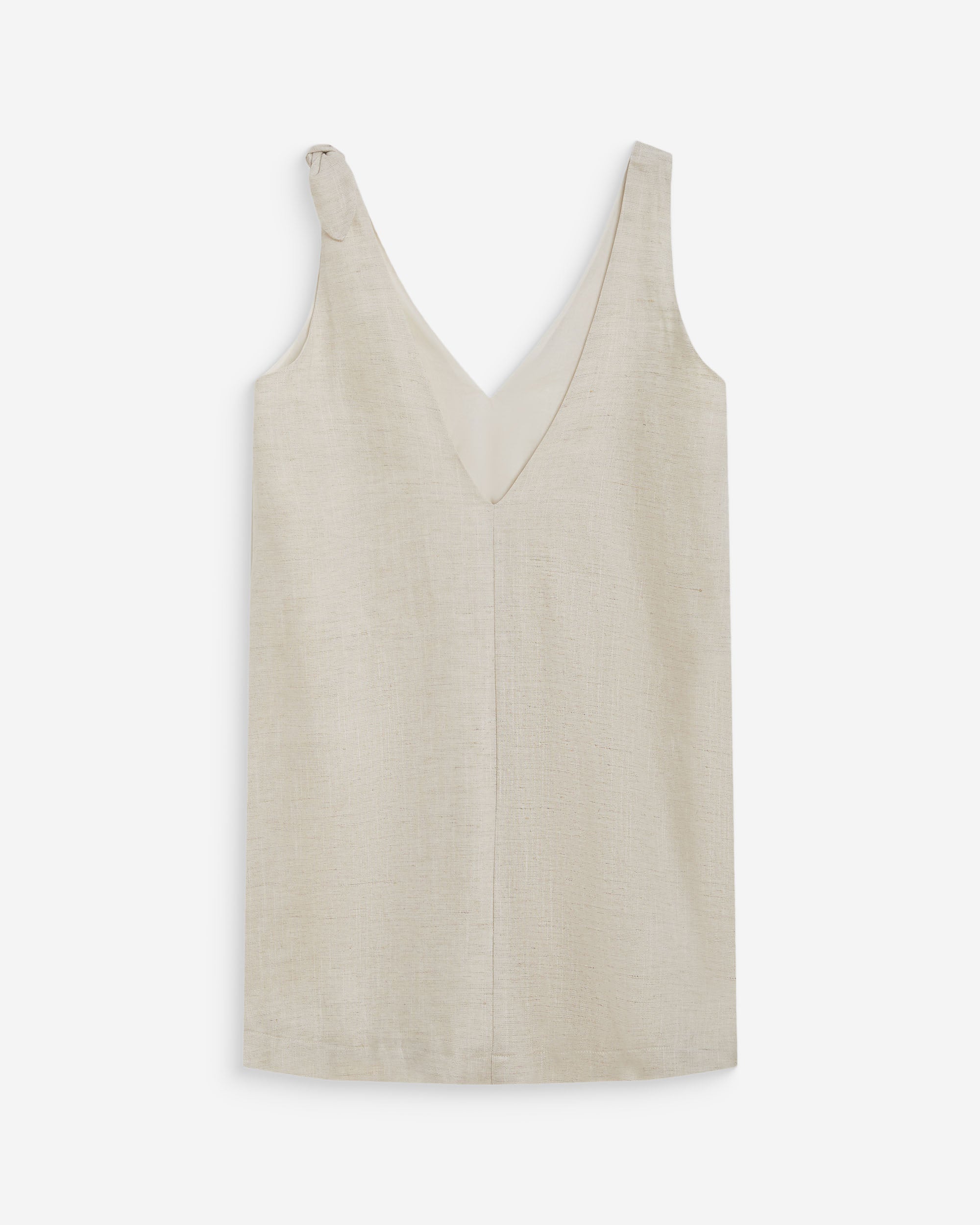 Vestido corto de lino con escote en V sable Wynette