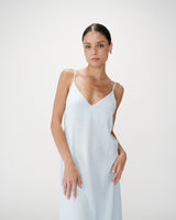 Vestido largo de lino escote V ciel Wendra