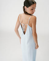 Vestido largo de lino escote V ciel Wendra