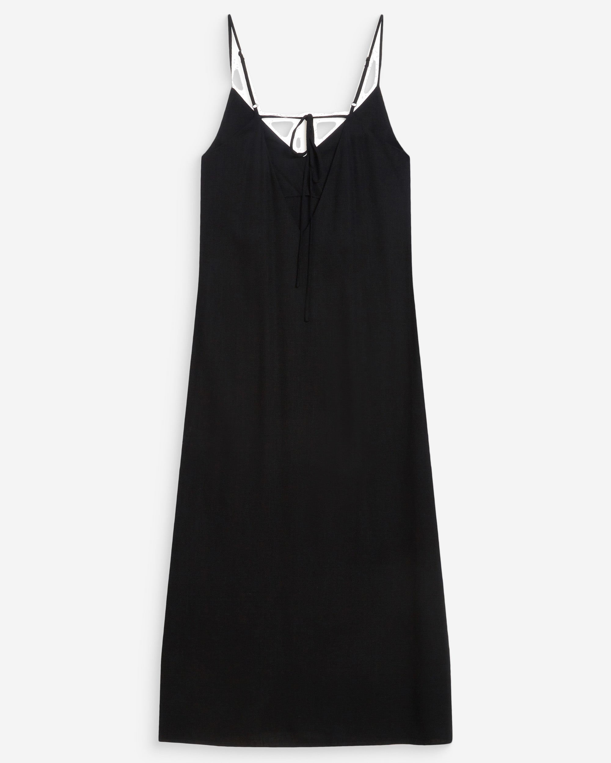 Vestido largo de lino escote V noir Wendra