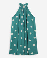 Robe courte à pois évasée sans manches emeraude Warna