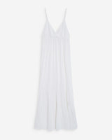 Robe longue fluide en coton col V à bretelles white Wynora