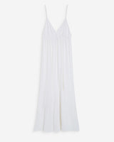 Robe longue fluide en coton col V à bretelles white Wynora