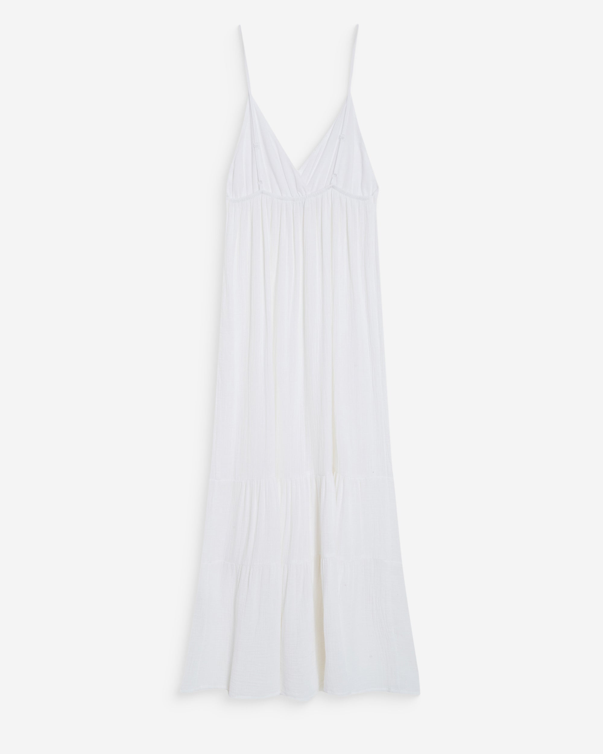 Robe longue fluide en coton col V à bretelles white Wynora