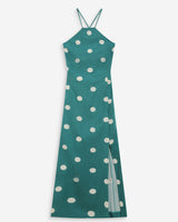 Vestido largo ajustado de lunares emeraude Wyella