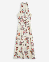 Robe midi ceinturée col V imprimé floral ecru Wink