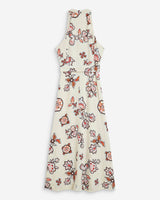 Robe midi ceinturée col V imprimé floral ecru Wink