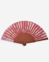 Abanico de madera y tela estampado floral fuchsia Weslyn