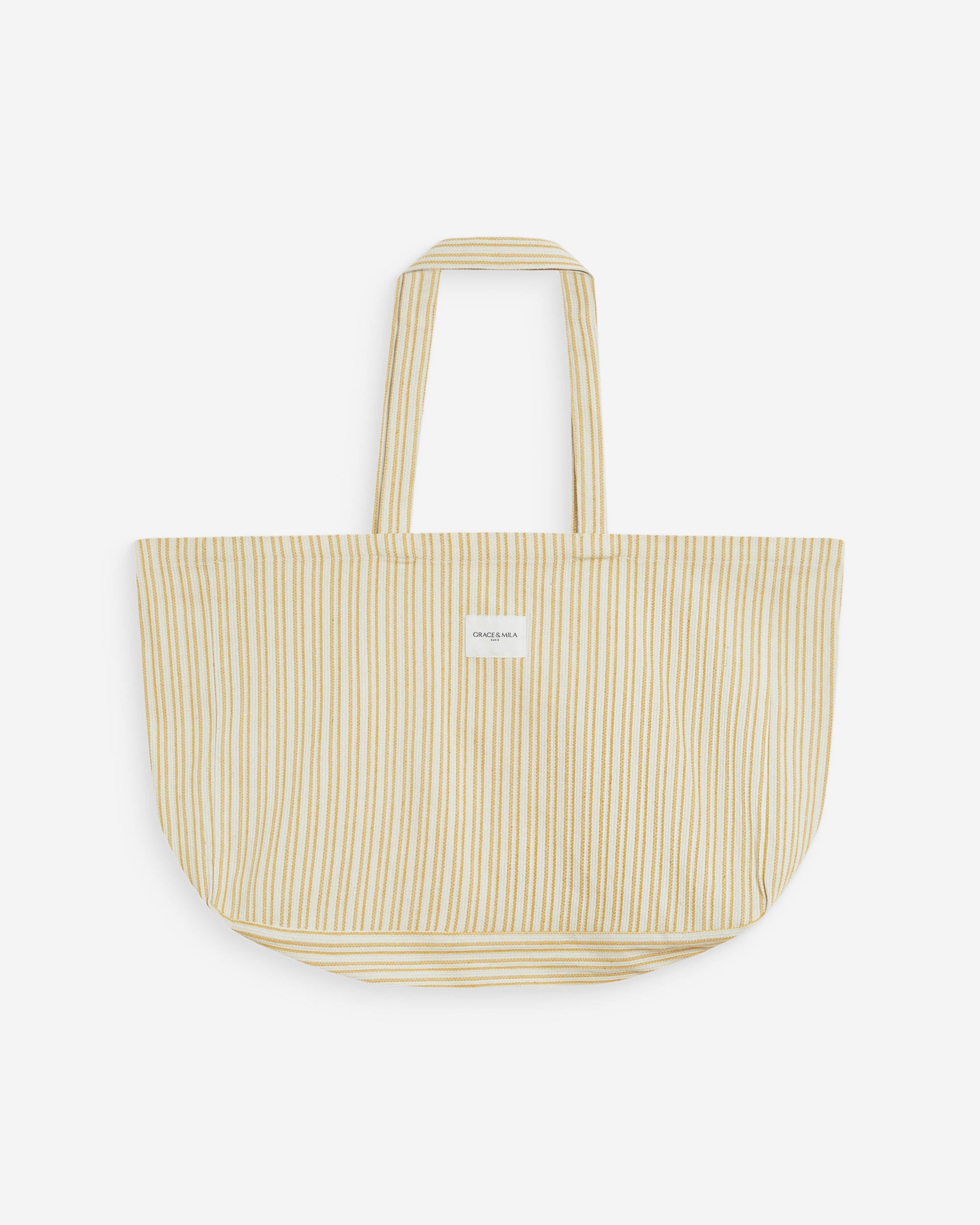 Tote bag grande de algodón a rayas jaune Wanda