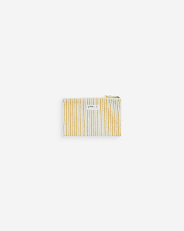 Pochette de algodón a rayas con cremallera jaune Wilene