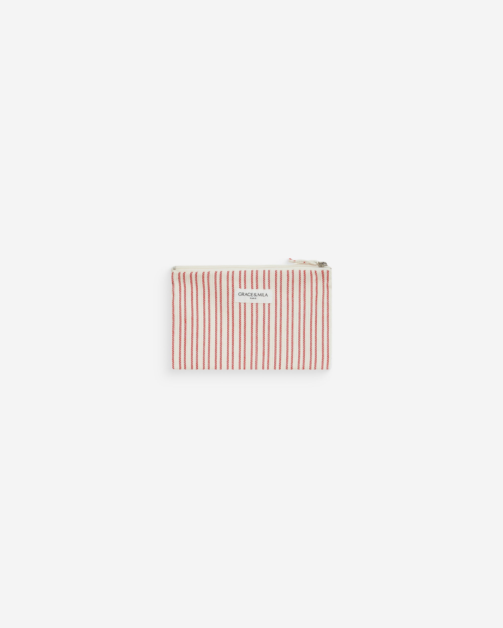 Pochette de algodón a rayas con cremallera rouge Wilene