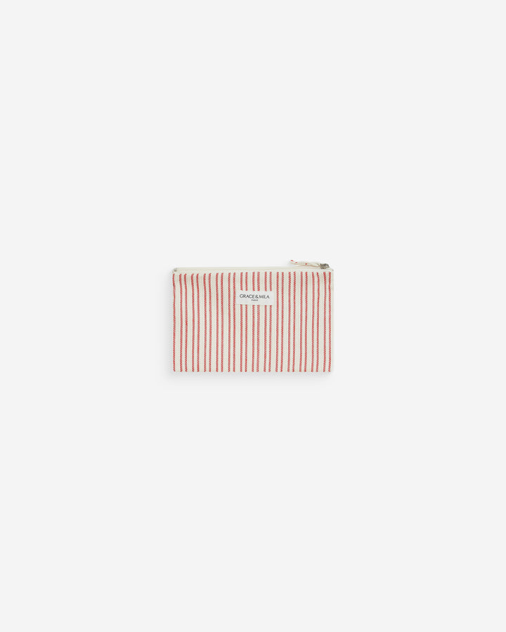 Pochette de algodón a rayas con cremallera rouge Wilene