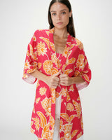 Short sleeve floral print kimono fuchsia Wahana