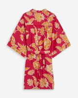 Short sleeve floral print kimono fuchsia Wahana