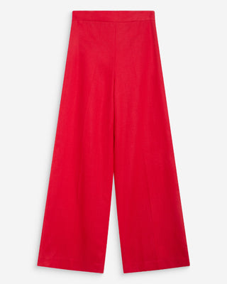 Pantalon droit taille haute jambes larges en lin rouge Wesley