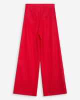 Pantalon droit taille haute jambes larges en lin rouge Wesley