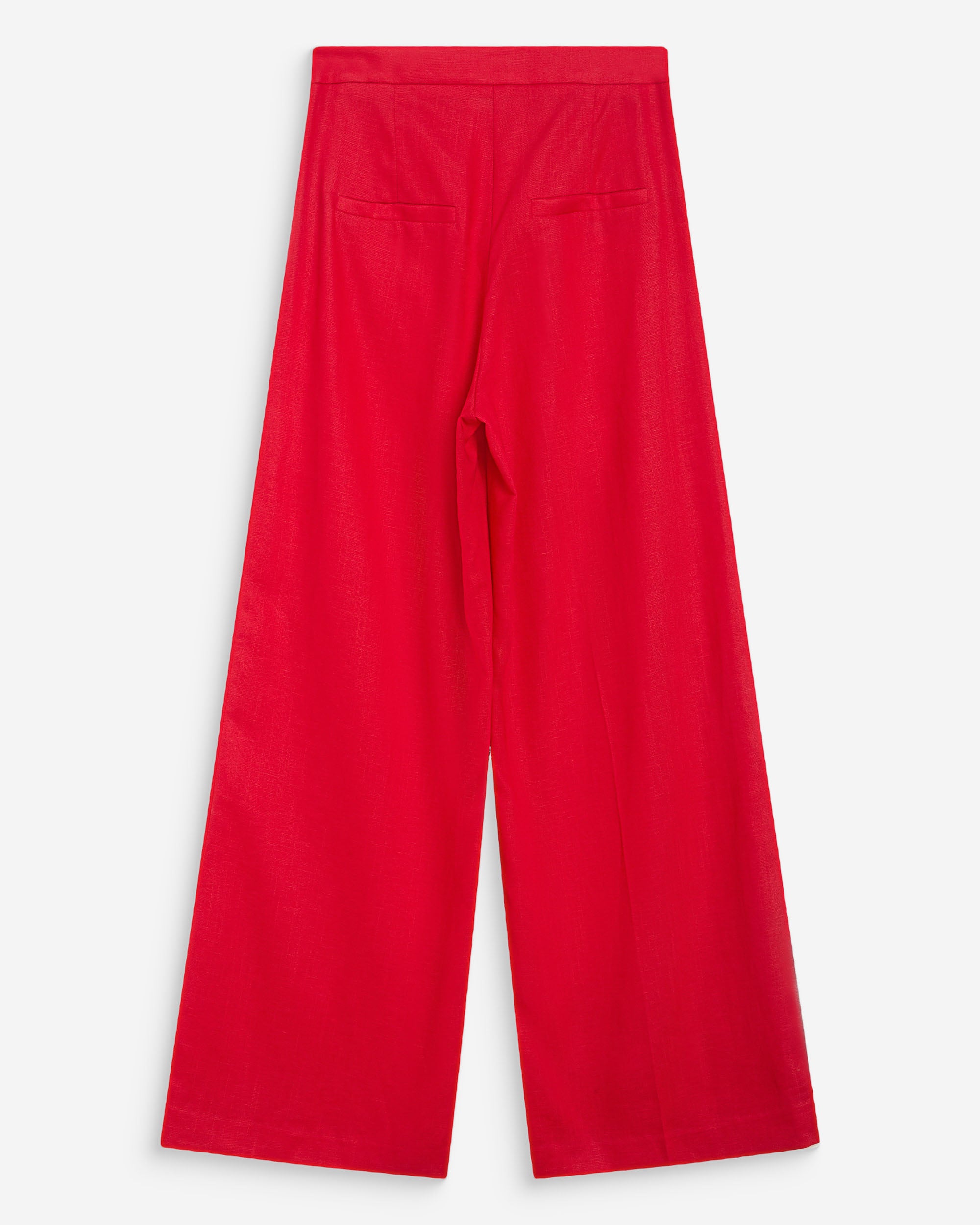 Pantalon droit taille haute jambes larges en lin rouge Wesley