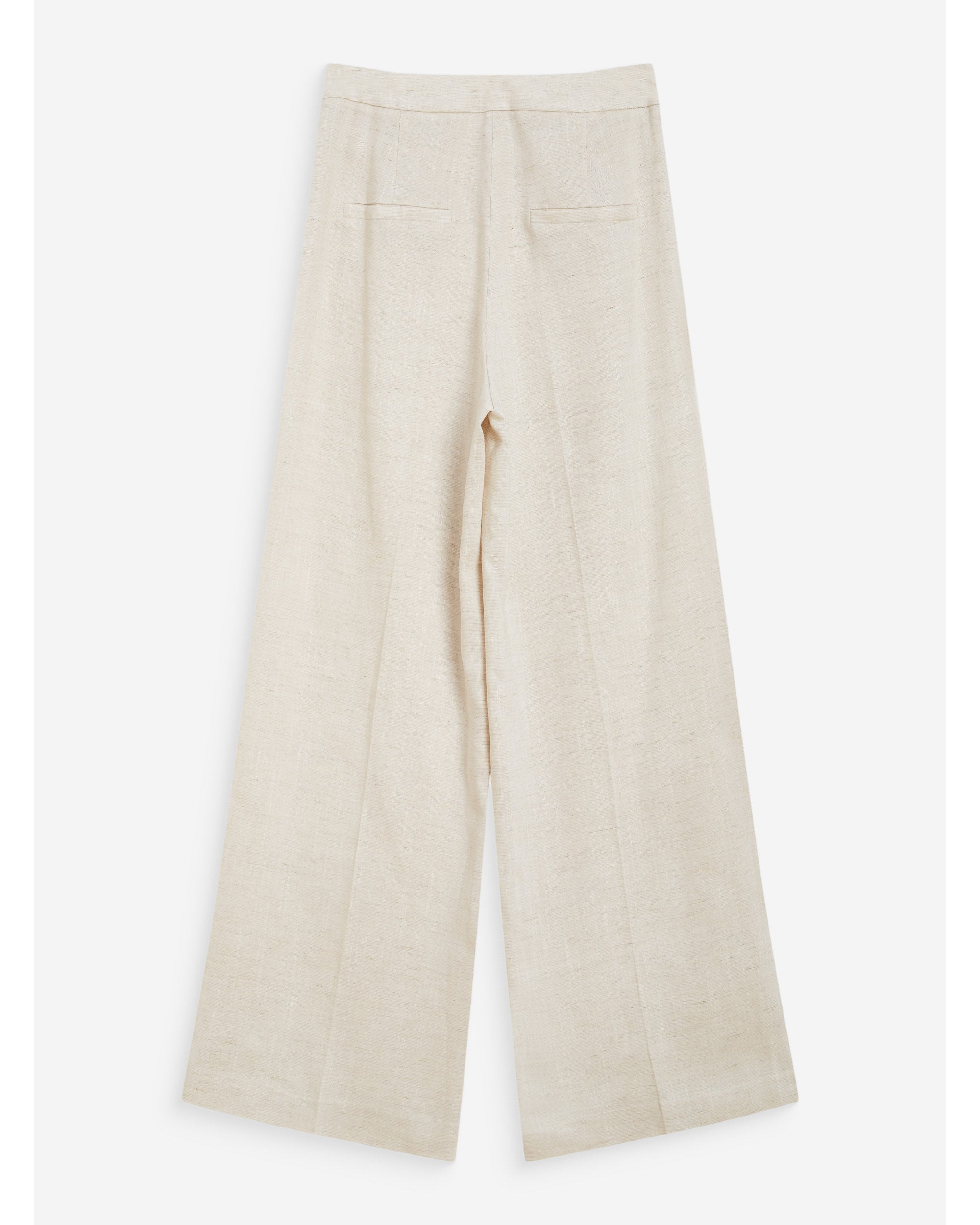 Pantalon droit taille haute jambes larges en lin sable Wesley