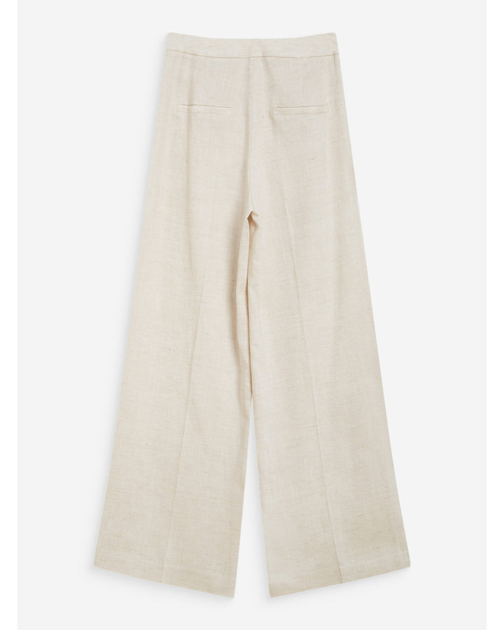 Pantalon droit taille haute jambes larges en lin sable Wesley