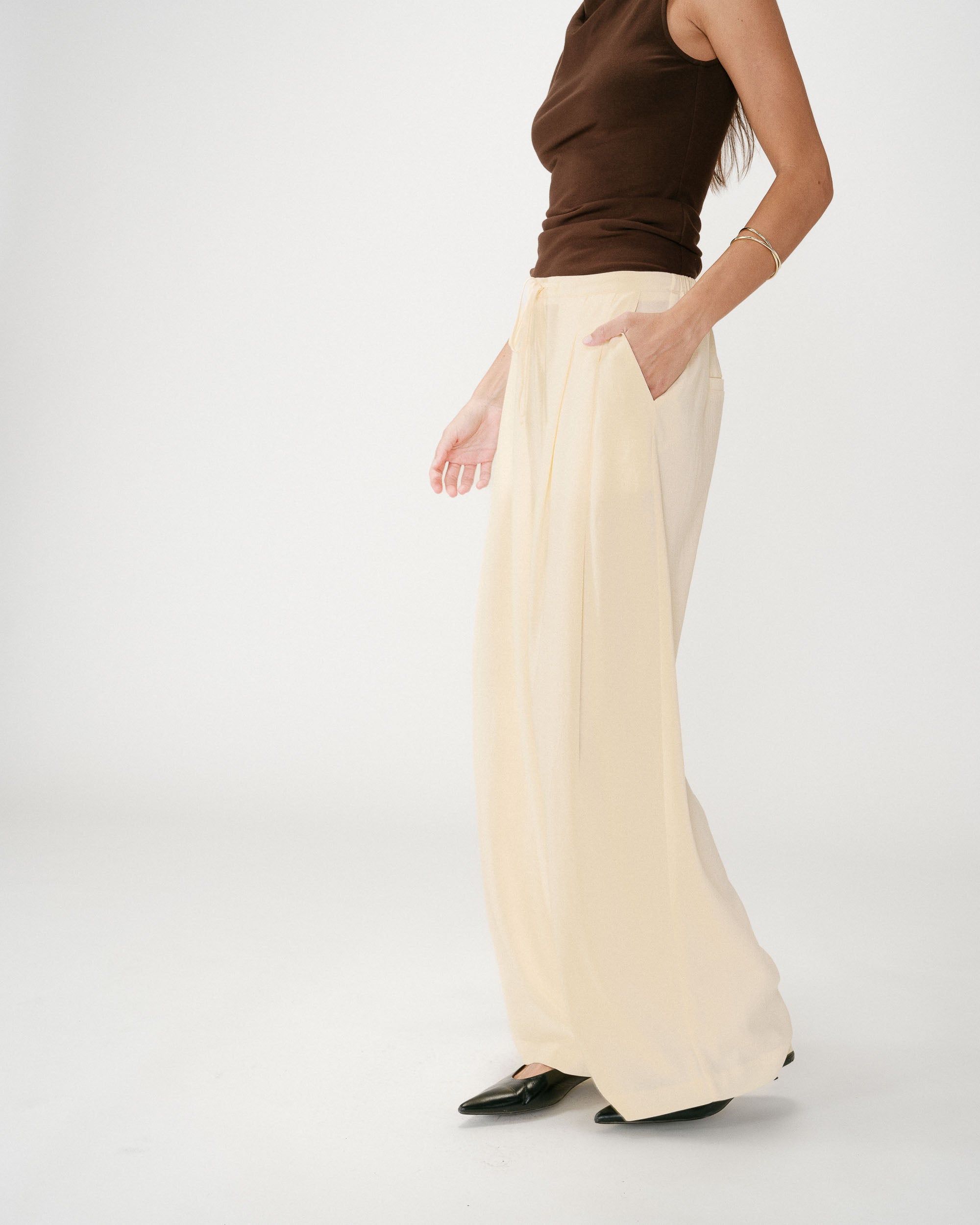 Pantalón de sastre de lino jaune Wally