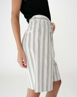 Bermuda droit en coton à plis rayure Wello