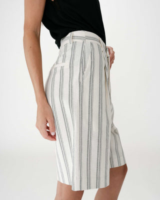 Bermuda droit en coton à plis rayure Wello