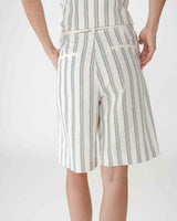 Bermuda droit en coton à plis rayure Wello